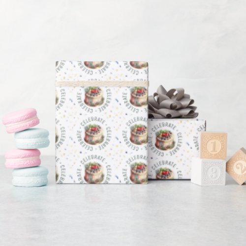 Celebrations Cakes and Confetti  Wrapping Paper