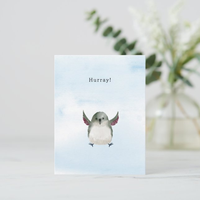 Celebrations Hurray Quote Bird Illustration Card  (Standing Front)