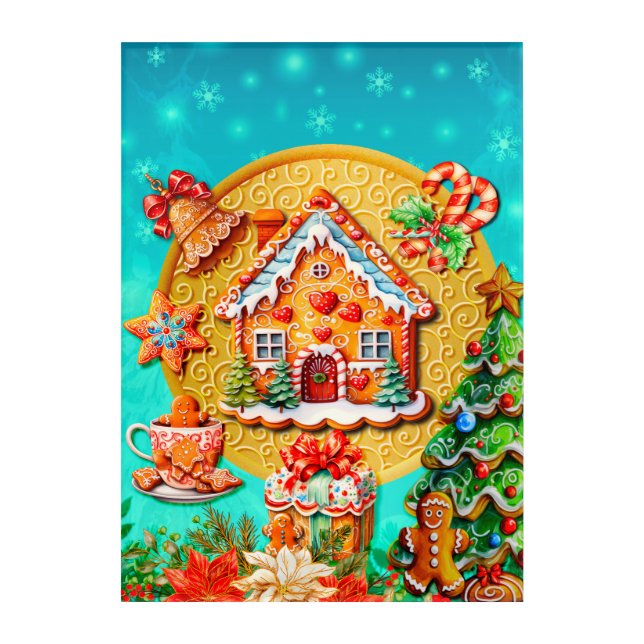 Celebrations with my custom Christmas Gingerbread  Acrylic Print (Front)