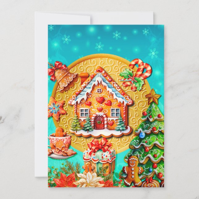 Celebrations with my custom Christmas Gingerbread  Holiday Card (Front)