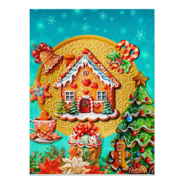 Celebrations with my custom Christmas Gingerbread Poster | Zazzle
