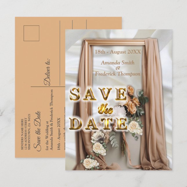 Celebrations with White Flowers around silk Announcement Postcard (Front/Back)