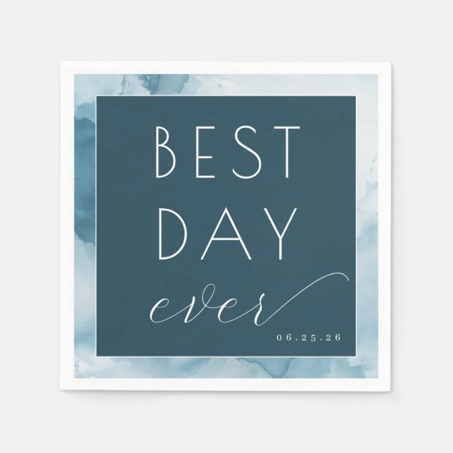 Celebratory Blue Watercolor Napkins (Front)