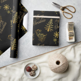 Celebratory Golden Christmas Wrapping Paper