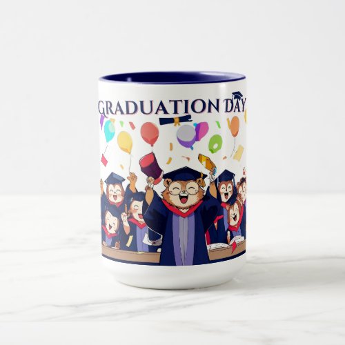 Celebratory Graduation Day Cartoon Animal Graduate Mug