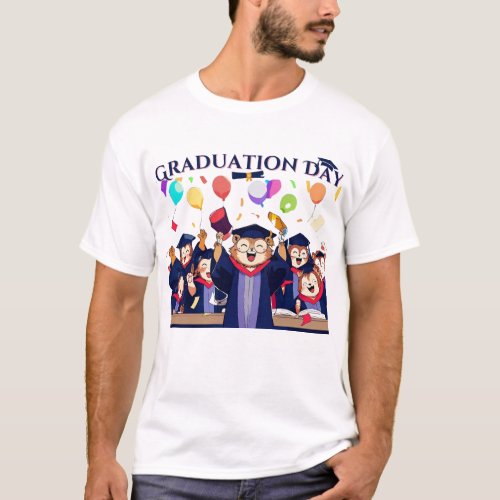 Celebratory Graduation Day Cartoon Animal Graduate T_Shirt