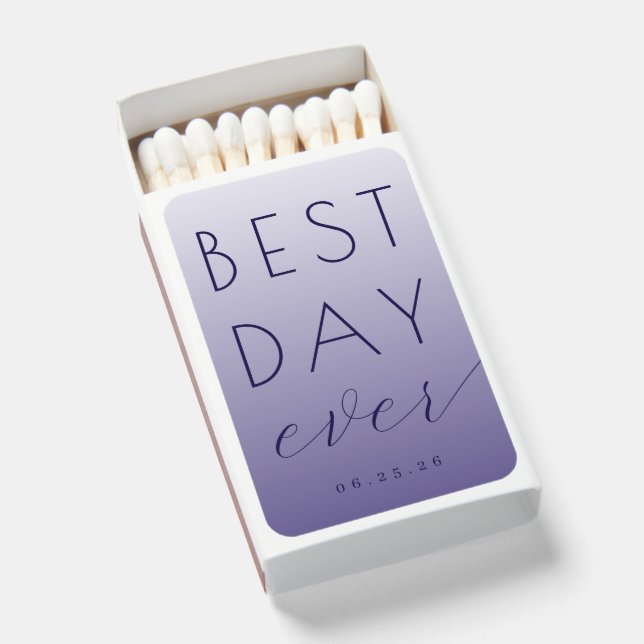 Celebratory Lavender Minimalist Wedding Matches (Front Open)