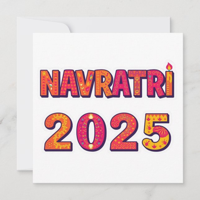 Celebratory “NAVRATRI 2025” Colorful Typography  Invitation (Front)