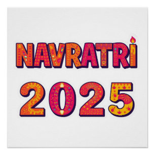 Celebratory “NAVRATRI 2025” Colorful Typography Poster