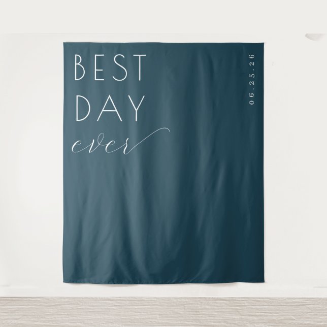 Celebratory Navy Typographic Tapestry (Front)