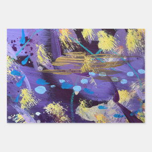 Celebratory Purple and Gold Wrapping Paper Sheets
