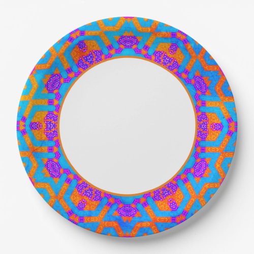 Celebrazione Blue Orange Dinnerware Paper Plates