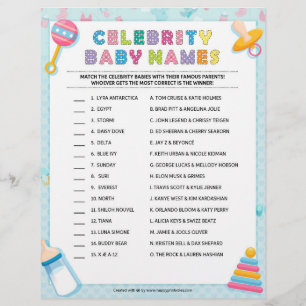 Celebrity Baby Names [Baby Basics Blue] Letterhead