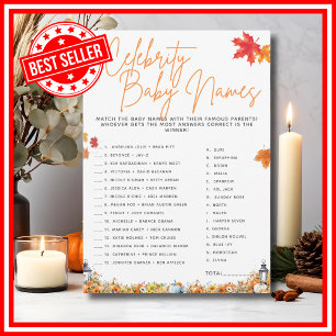 CELEBRITY BABY NAMES Baby Shower Game Floral Cute Invitation