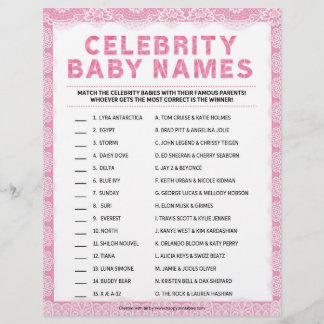 Celebrity Baby Names [Luxury Lace [Pink]] Letterhead