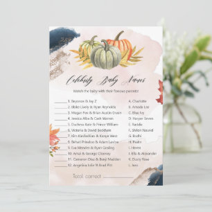 Celebrity Baby Names Pumpkin Baby Shower Game Card