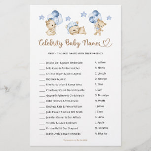 Celebrity Baby Names Teddy Bear Boy Baby Shower