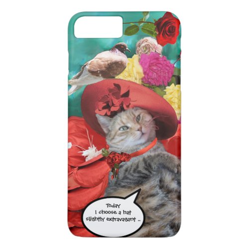 CELEBRITY CAT PRINCESS TATUS RED HAT WITH PIGEON iPhone 8 PLUS7 PLUS CASE