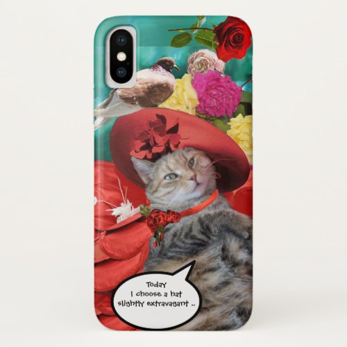 CELEBRITY CAT PRINCESS TATUS RED HAT WITH PIGEON iPhone XS CASE