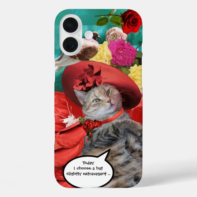 CELEBRITY CAT PRINCESS TATUS, RED HAT WITH PIGEON Case-Mate iPhone CASE (Back)