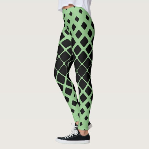 Celebrity Style Womens Green Square Pattern  Leggings