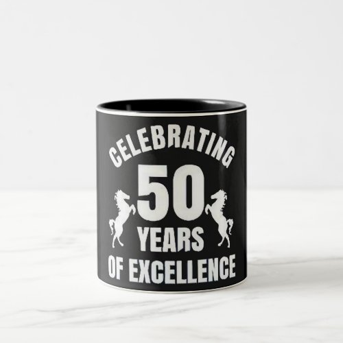 CELEBRTING 50TH BIRTHDAY  Two_Tone COFFEE MUG