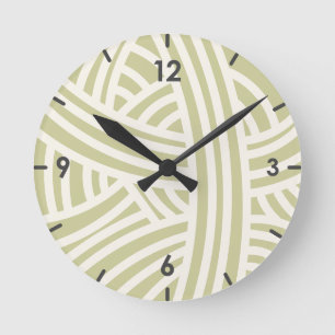 Celery Green Abstract Stylized Yarn Ball Round Clock