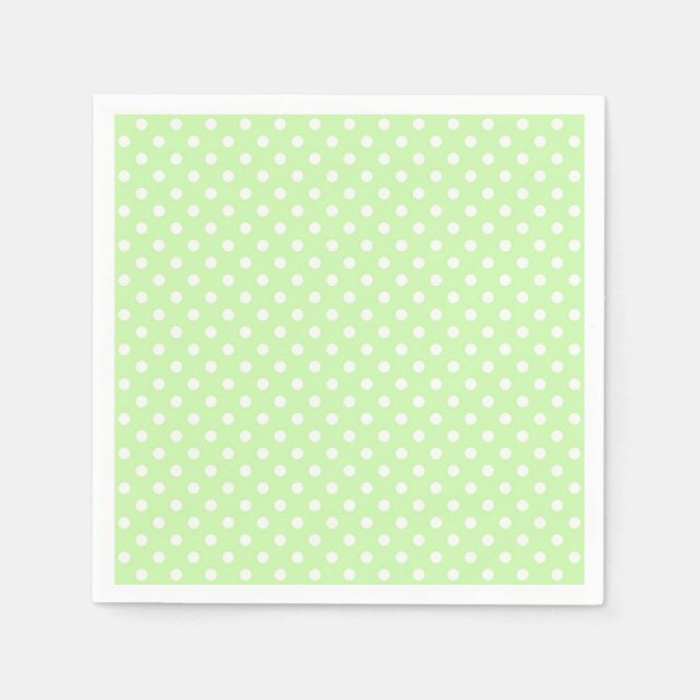 Celery Green and White Polka Dot Pattern Napkins (Front)