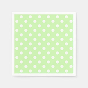 Celery Green and White Polka Dot Pattern Paper Napkins