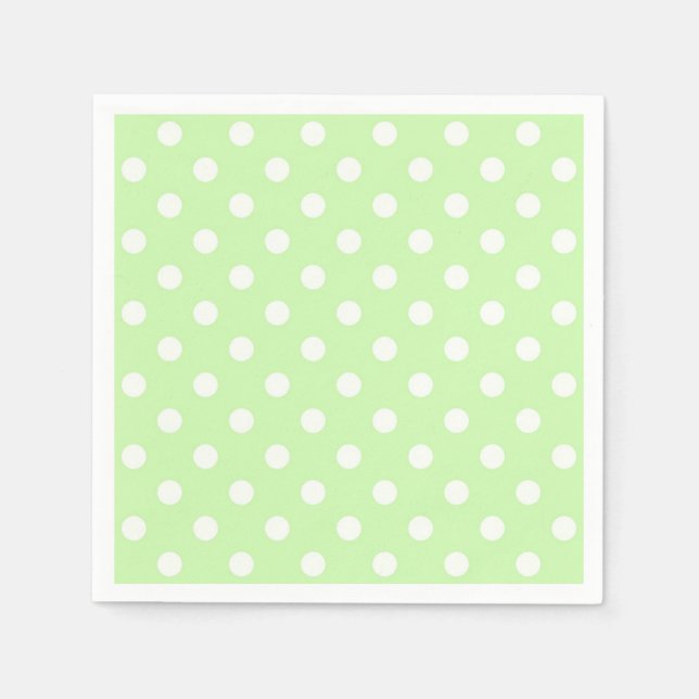Celery Green and White Polka Dot Pattern Paper Napkins (Front)