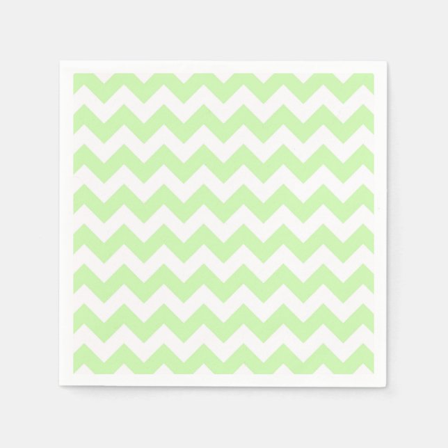 Celery Green, White Chevron ZigZag Pattern Napkins (Front)