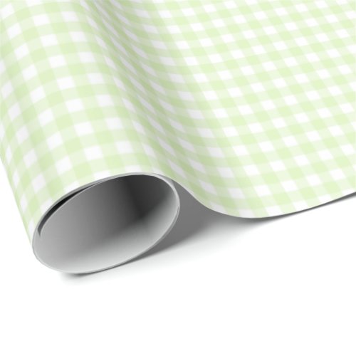Celery Green  White Gingham Wrapping Paper