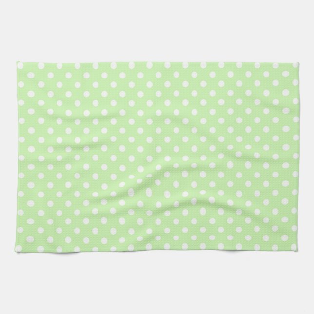 Celery Green White Polka Dot Pattern Towel (Horizontal)
