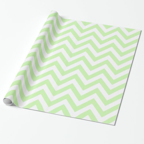 Celery Green White XL Chevron ZigZag Pattern Wrapping Paper