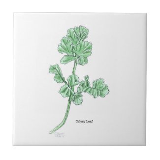 Celery Leaf Art Ceramic Tile