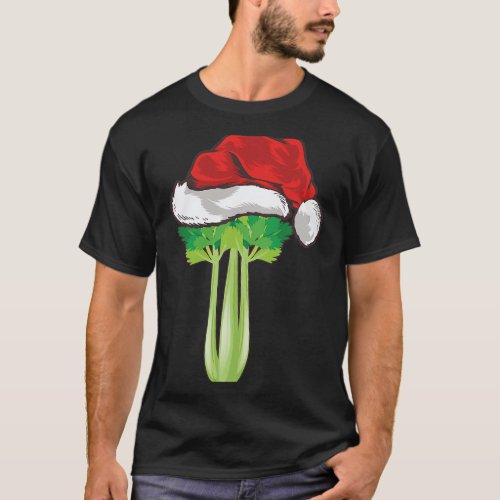 Celery Lover Gift Santa Hat Celery Christmas T_Shirt