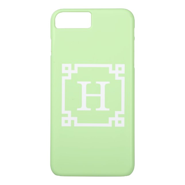 Celery White Greek Key Frame #2 Initial Monogram Case-Mate iPhone Case (Back)