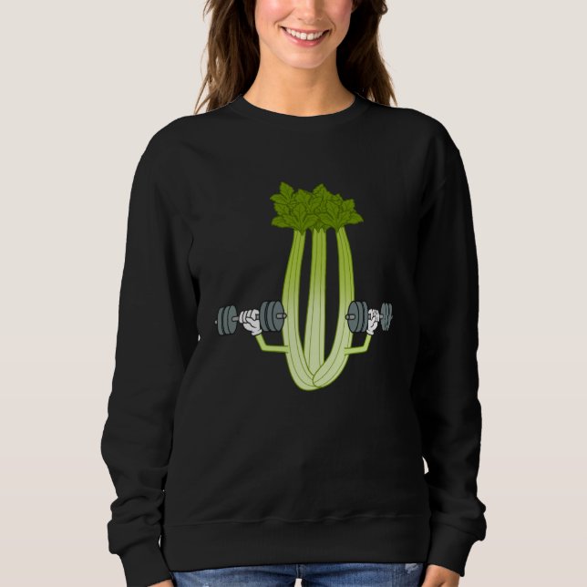 Celery Workout Ironic Gym Powerlifting Leek Sweatshirt (Front)