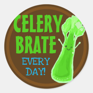 Celerybrate Every Day - Celery Pun Classic Round Sticker