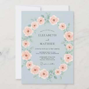 Celeste Blush Wreath Wedding Invitation