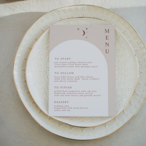 CELESTE Boho Moon  Stars Terracotta Arch Menu