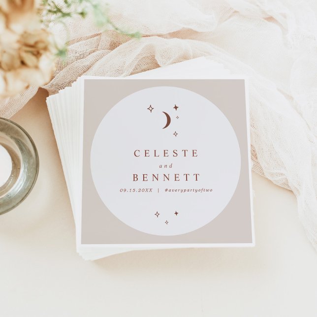 CELESTE Boho Moon & Stars Terracotta Wedding Napkins (Creator Uploaded)