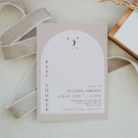 CELESTE Boho Terracotta Moon Arch Baby Shower Invitation