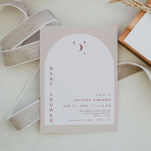 CELESTE Boho Terracotta Moon Arch Baby Shower Invitation
