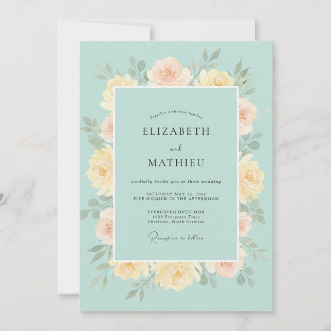 Celeste Butter Peony Wedding Invitation (Front)