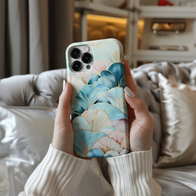 Celeste Deco Luxury Art Deco Teal Gold iPhone Case (Creator Uploaded)
