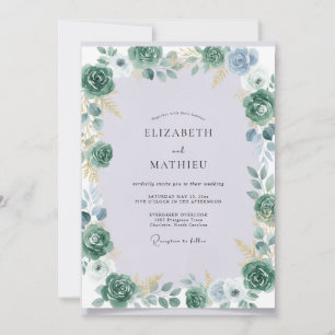 Celeste Gold Succulent Eucalyptus Wedding Invitation