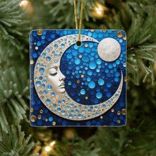 Celeste : Woman in the moon Ceramic Ornament
