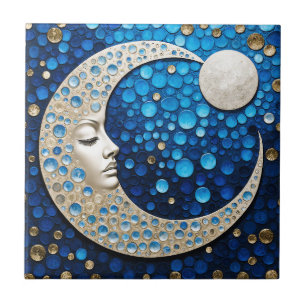 Celeste : Woman in the moon Ceramic Tile