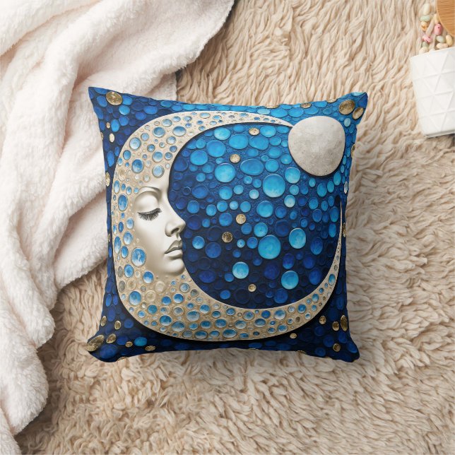 Celeste : Woman in the moon Throw Pillow (Blanket)